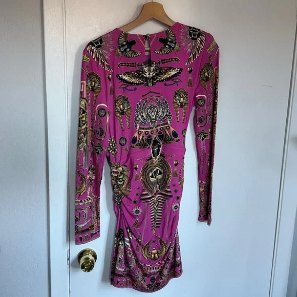 New NWT Camilla Asymmetrical Draped Long Sleeve Short Dress - Song Of The Scarab - Picture 10 of 10